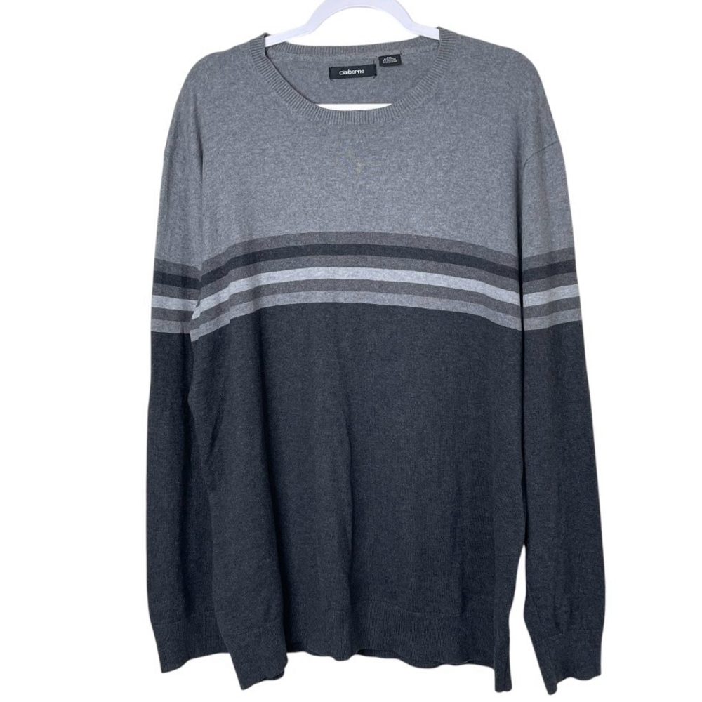 Claiborne Lightweight Cotton Cashmere Crew Neck Sweater Soft Comfy Grey Men XXL